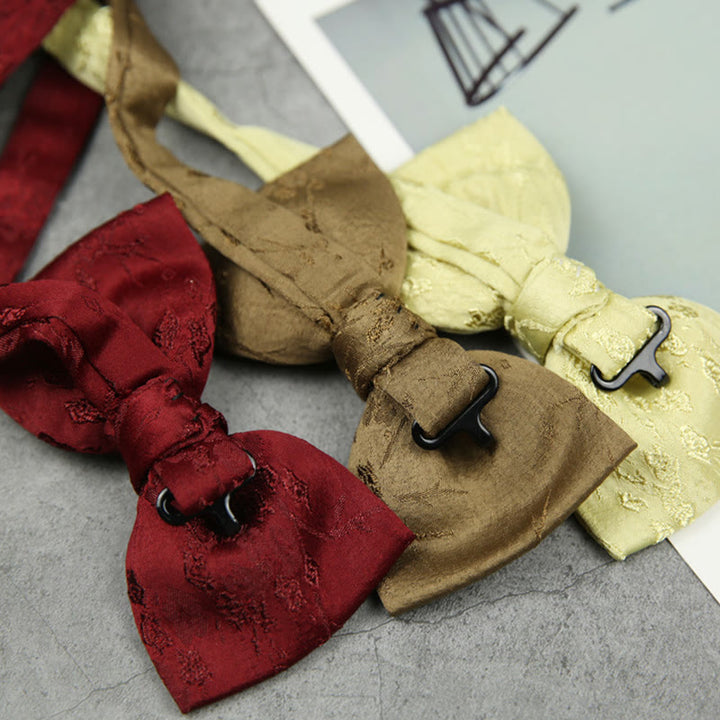 Nœud papillon pré-noué à double épaisseur en jacquard avec sangle réglable