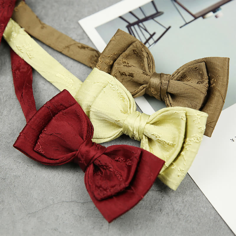Nœud papillon pré-noué à double épaisseur en jacquard avec sangle réglable