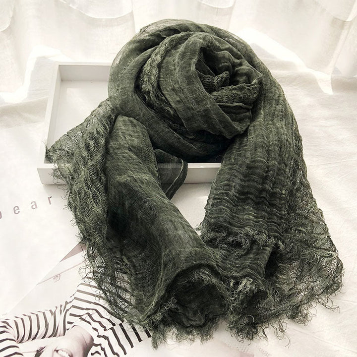 Écharpe fine et légère de couleur unie pour femme - Vert armée - image 0