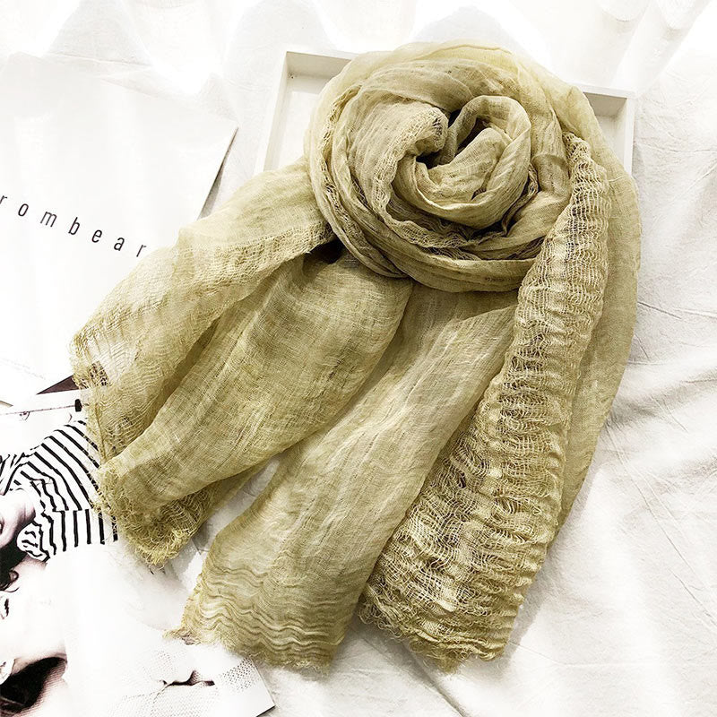 Écharpe fine et légère de couleur unie pour femme - Beige - image 9
