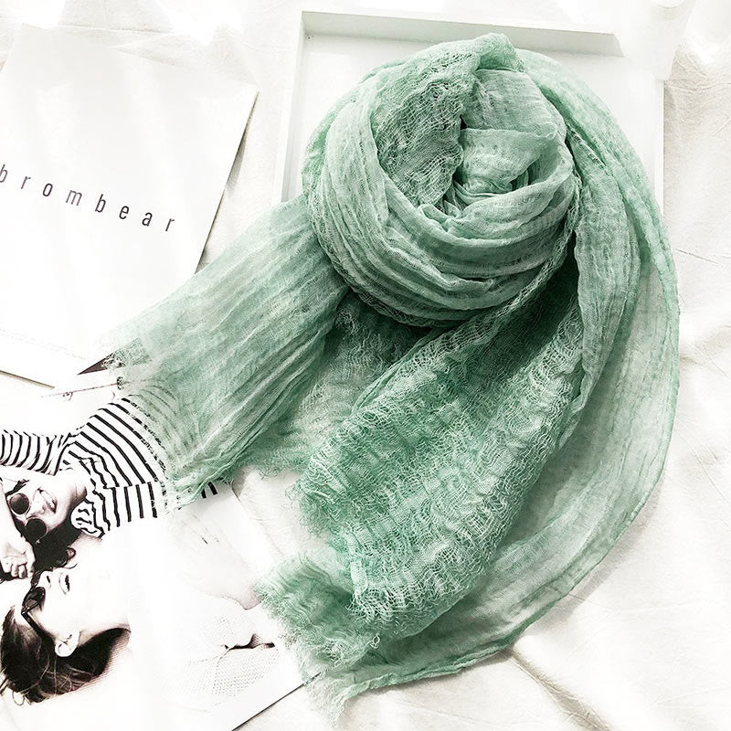 Écharpe fine et légère de couleur unie pour femme - Vert clair - image 12