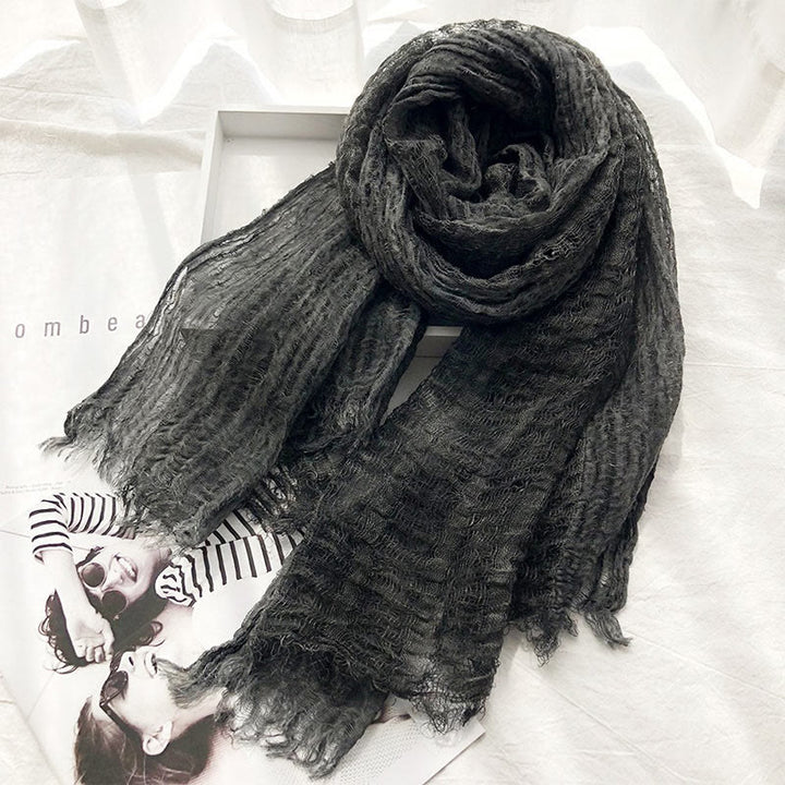 Écharpe fine et légère de couleur unie pour femme - Noir - image 21