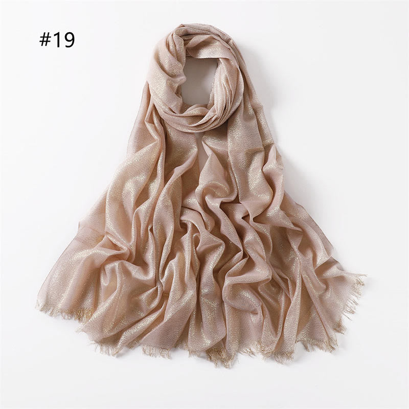 Écharpe fine et légère à paillettes dorées pour femme - Orange Rose - image 26