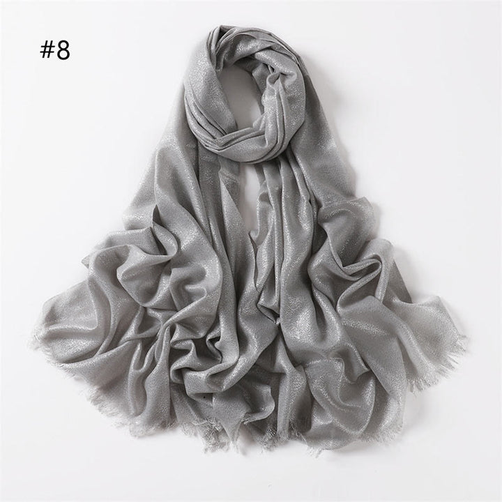 Écharpe fine et légère à paillettes dorées pour femme - Gris argenté - image 15