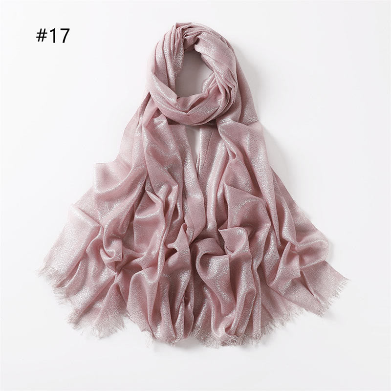 Écharpe fine et légère à paillettes dorées pour femme - Rose - image 24