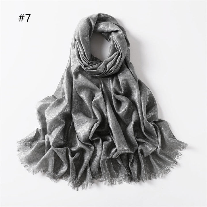 Écharpe fine et légère à paillettes dorées pour femme - Gris moyen - image 14