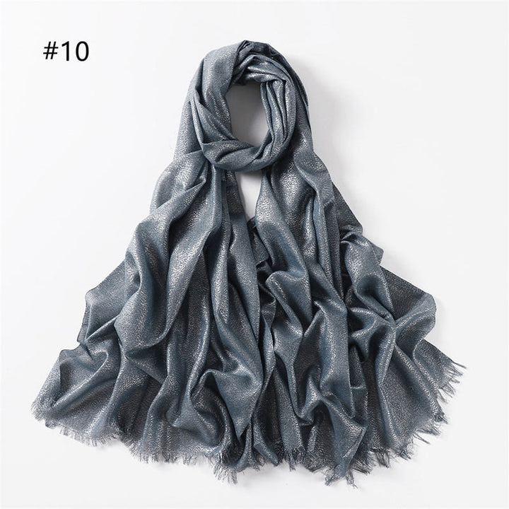 Écharpe fine et légère à paillettes dorées pour femme - Bleu cendré - image 17