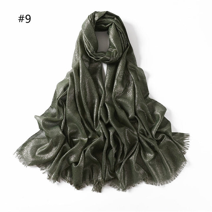 Écharpe fine et légère à paillettes dorées pour femme - Vert - image 16