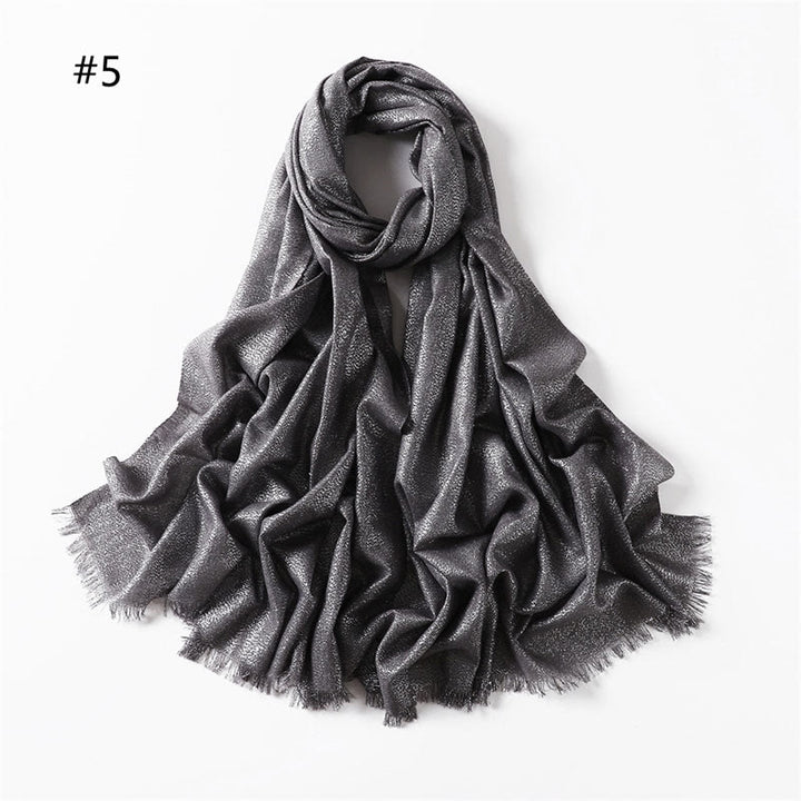 Écharpe fine et légère à paillettes dorées pour femme - Gris foncé - image 12