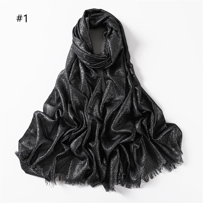 Écharpe fine et légère à paillettes dorées pour femme - Noir - image 0