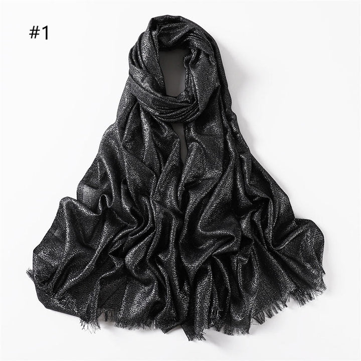 Écharpe fine et légère à paillettes dorées pour femme - Noir - image 0