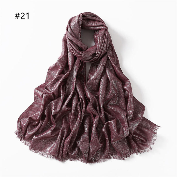 Écharpe fine et légère à paillettes dorées pour femme - Bourgogne - image 28