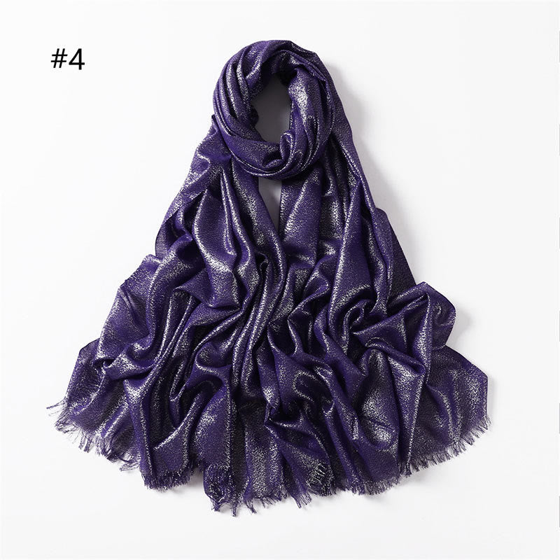 Écharpe fine et légère à paillettes dorées pour femme - Violet - image 11