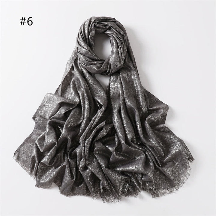 Écharpe fine et légère à paillettes dorées pour femme - Gris - image 13
