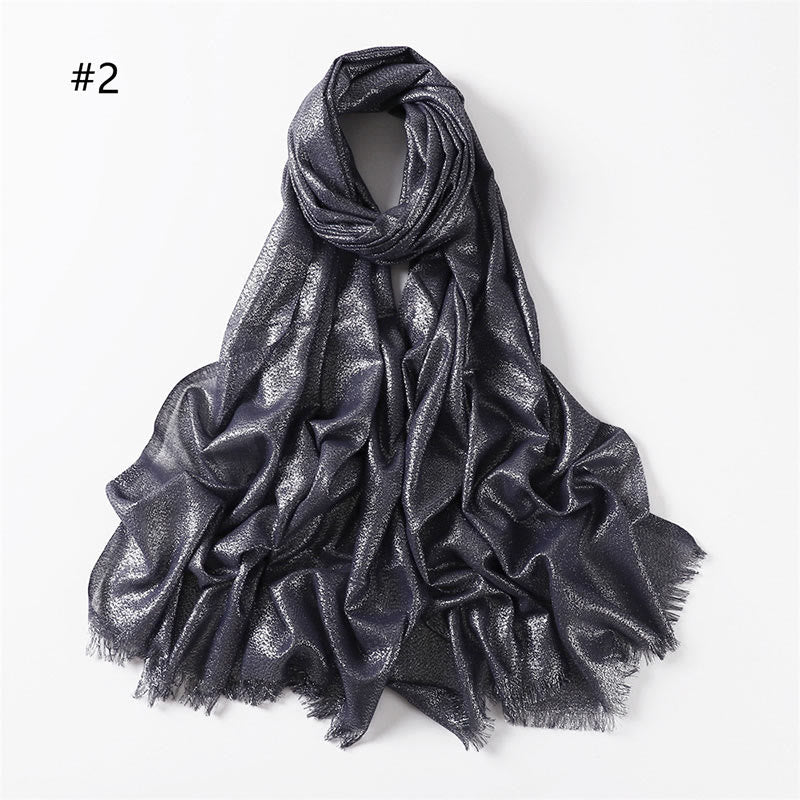 Écharpe fine et légère à paillettes dorées pour femme - Marine - image 9