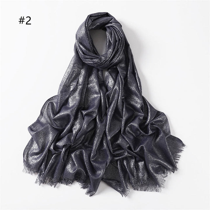 Écharpe fine et légère à paillettes dorées pour femme - Marine - image 9