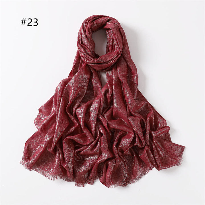 Écharpe fine et légère à paillettes dorées pour femme - Rouge foncé - image 30