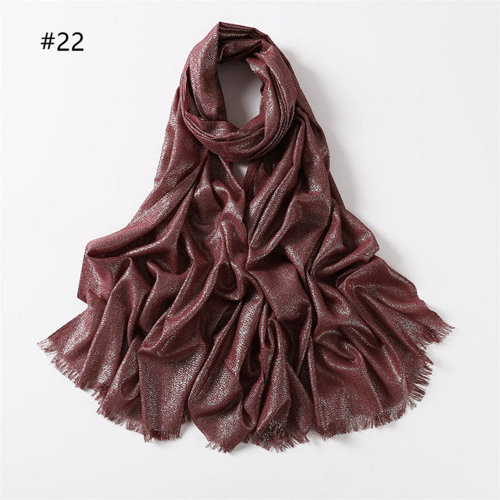 Écharpe fine et légère à paillettes dorées pour femme - Vin - image 29