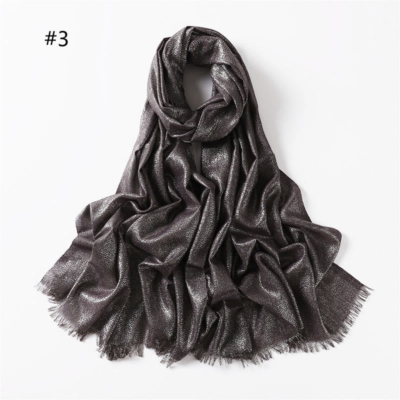 Écharpe fine et légère à paillettes dorées pour femme - Café - image 10