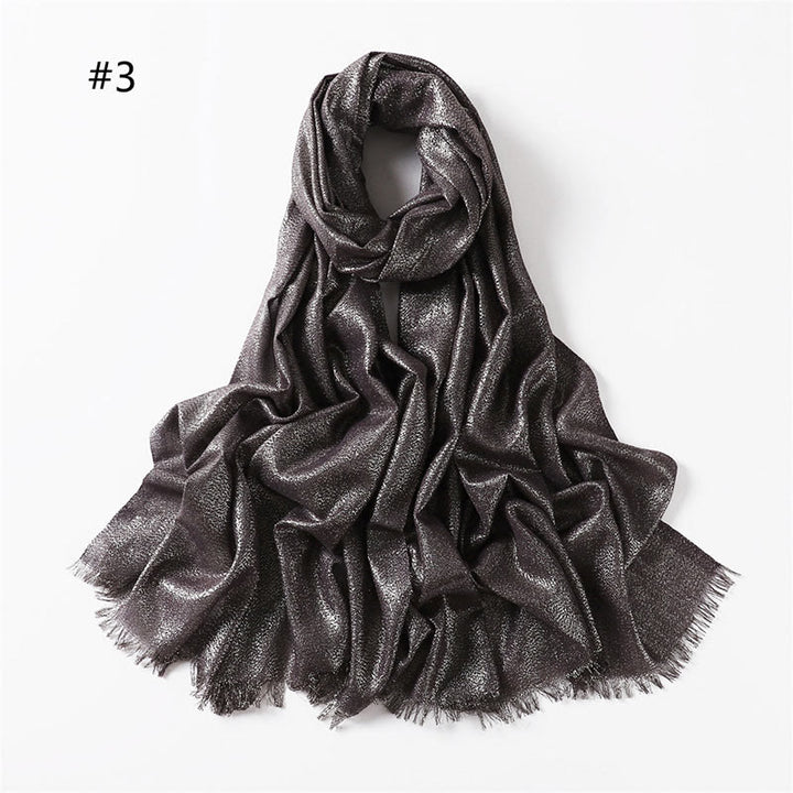 Écharpe fine et légère à paillettes dorées pour femme - Café - image 10