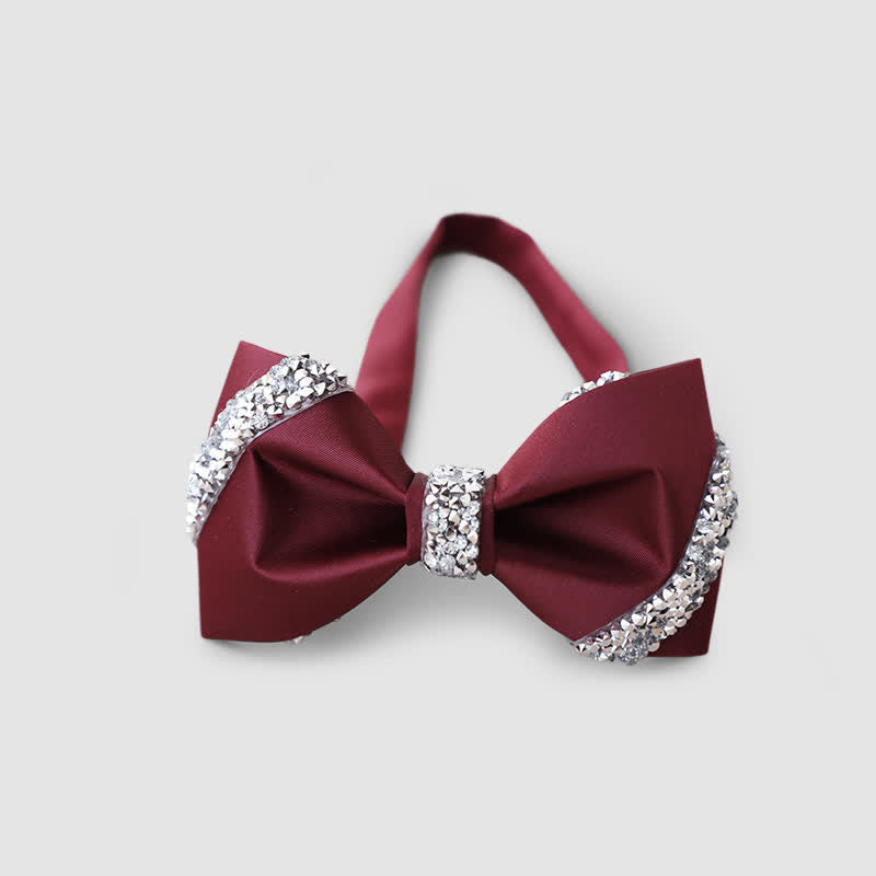 Nœud papillon classique orné de strass pour homme