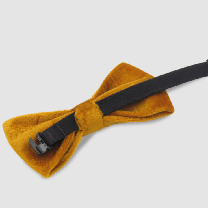 Nœud papillon formel en velours de couleur unie pour homme