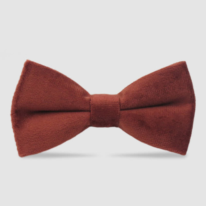Nœud papillon formel en velours de couleur unie pour homme
