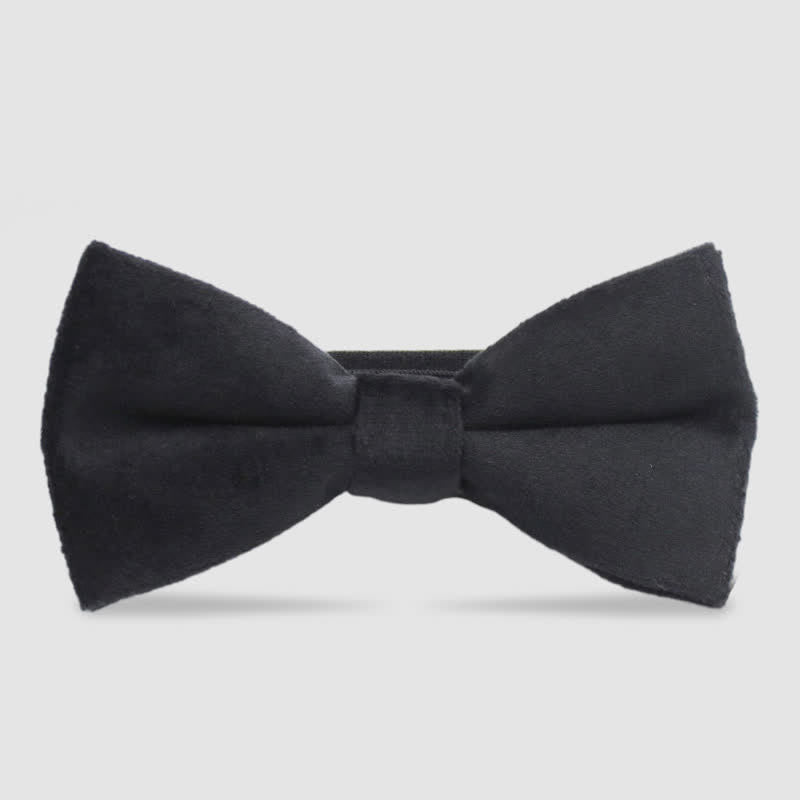 Nœud papillon formel en velours de couleur unie pour homme