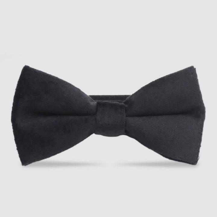Nœud papillon formel en velours de couleur unie pour homme