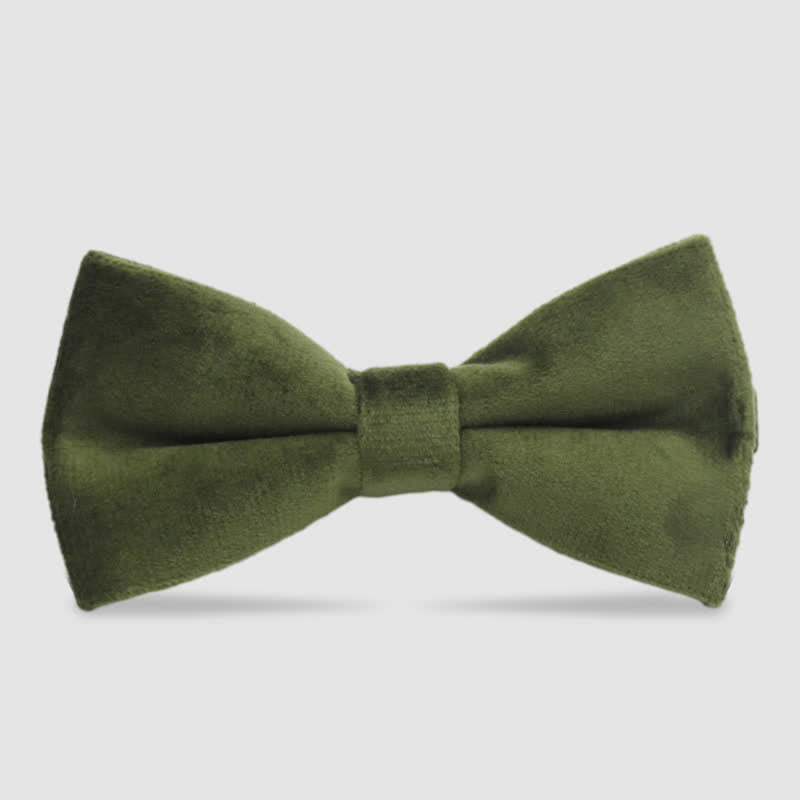Nœud papillon formel en velours de couleur unie pour homme