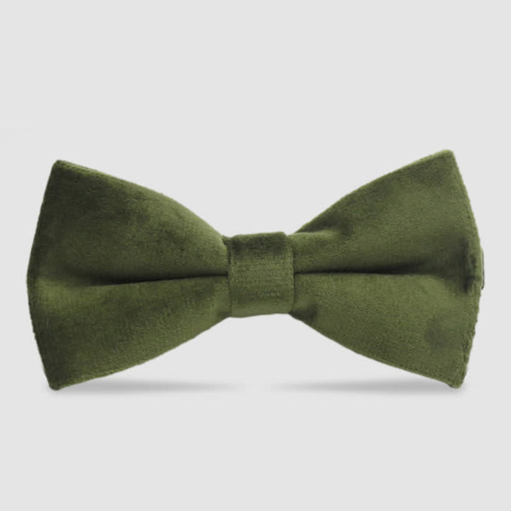 Nœud papillon formel en velours de couleur unie pour homme