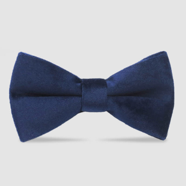 Nœud papillon formel en velours de couleur unie pour homme