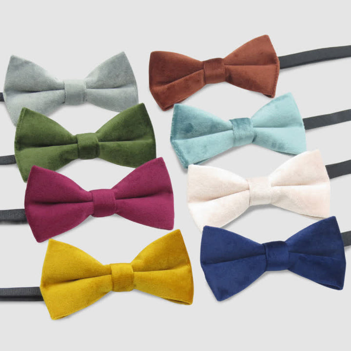 Nœud papillon formel en velours de couleur unie pour homme