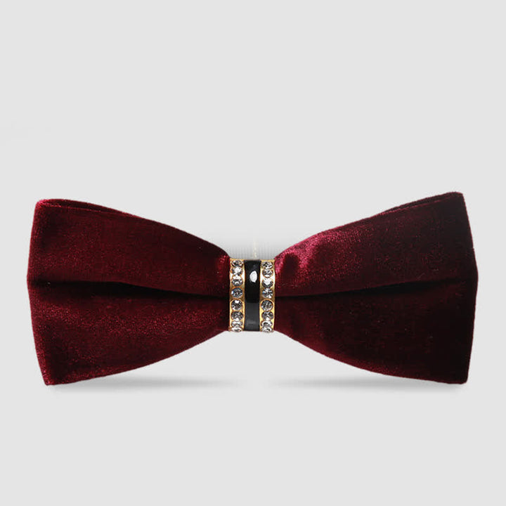 Nœud papillon uni en velours cristal de luxe pour homme