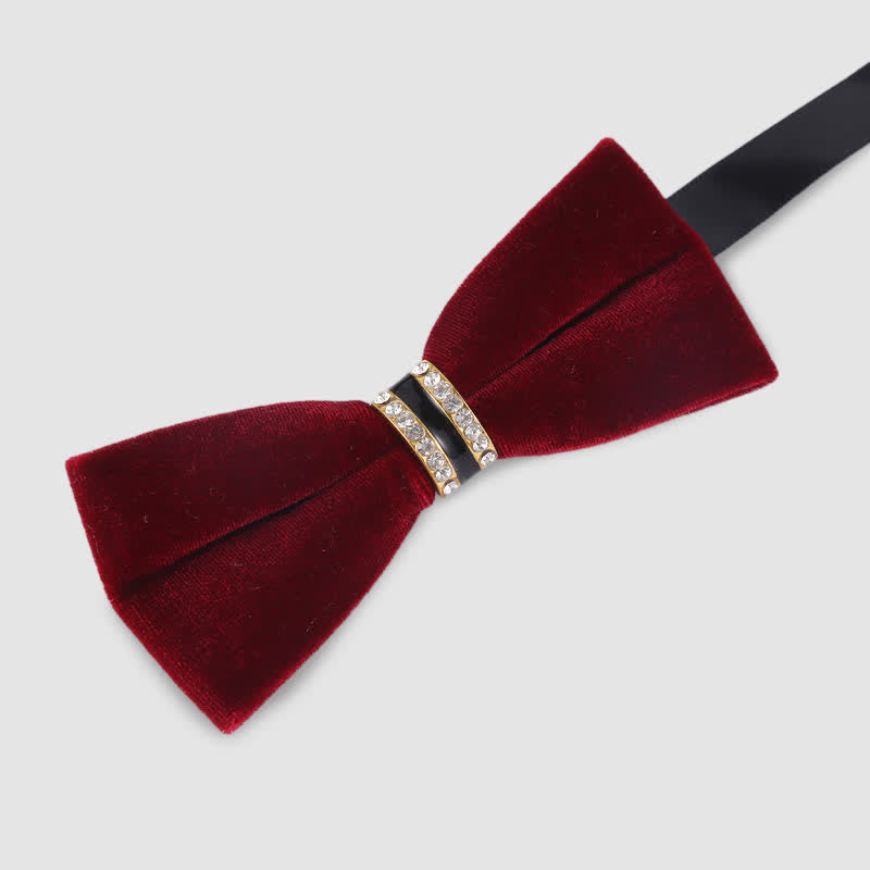 Nœud papillon uni en velours cristal de luxe pour homme