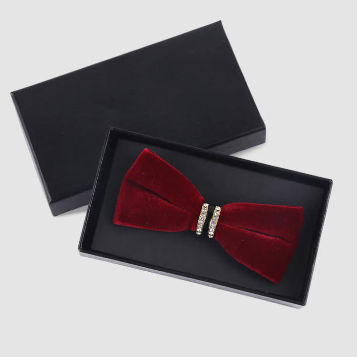 Nœud papillon uni en velours cristal de luxe pour homme