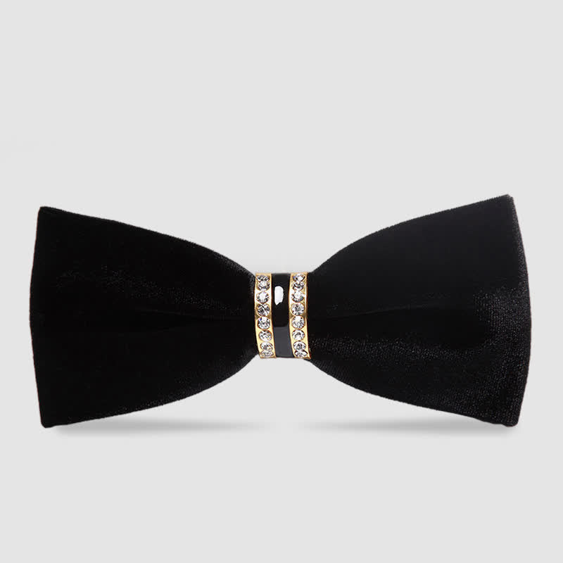 Nœud papillon uni en velours cristal de luxe pour homme