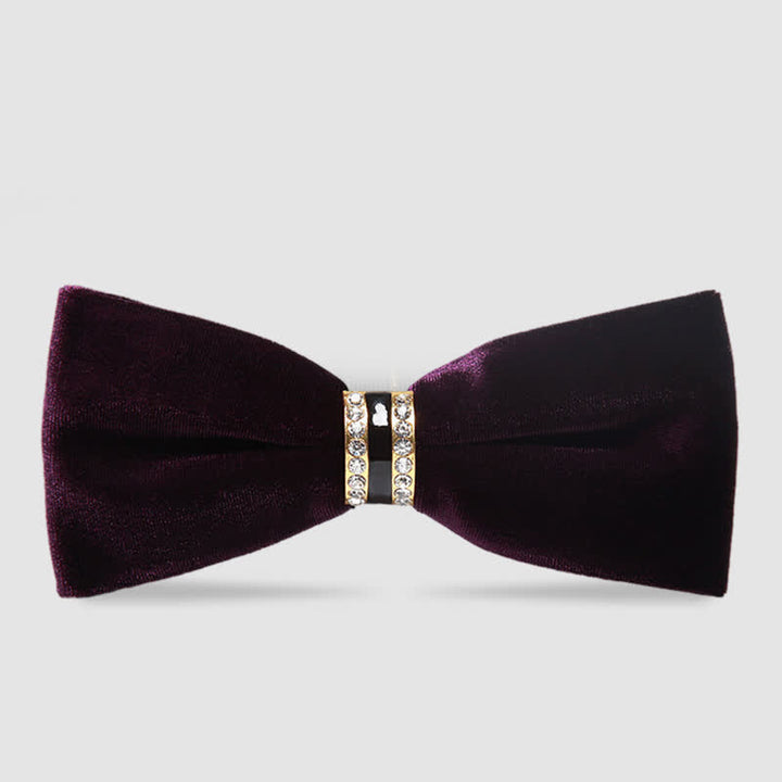 Nœud papillon uni en velours cristal de luxe pour homme