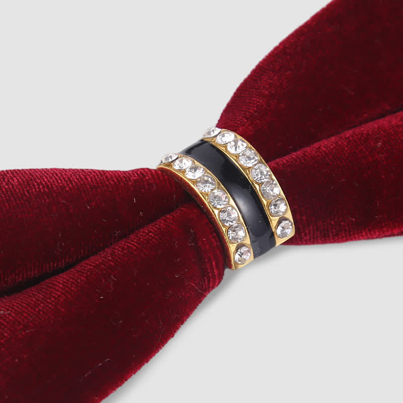 Nœud papillon uni en velours cristal de luxe pour homme