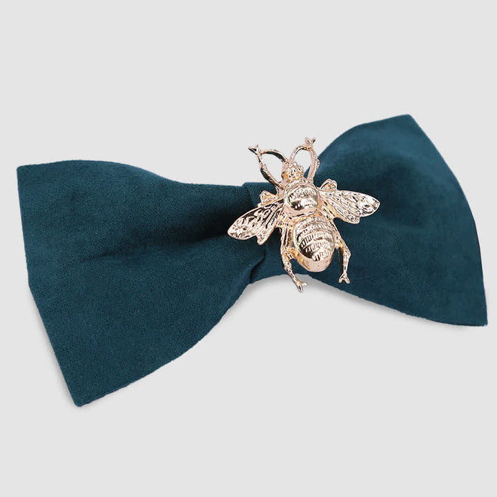 Nœud papillon en velours pour homme avec motif d'abeilles et d'insectes