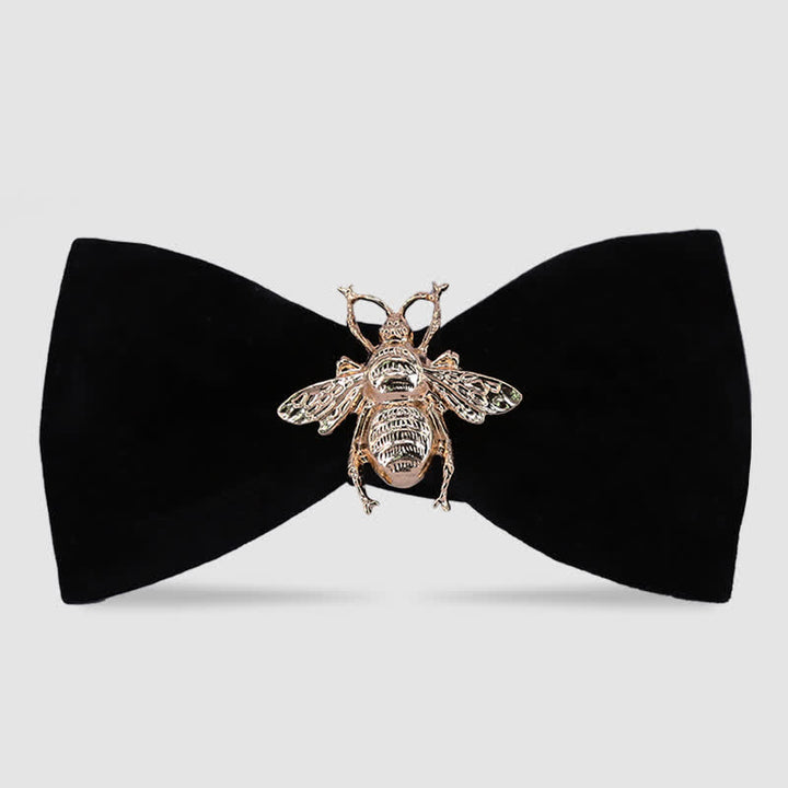 Nœud papillon en velours pour homme avec motif d'abeilles et d'insectes