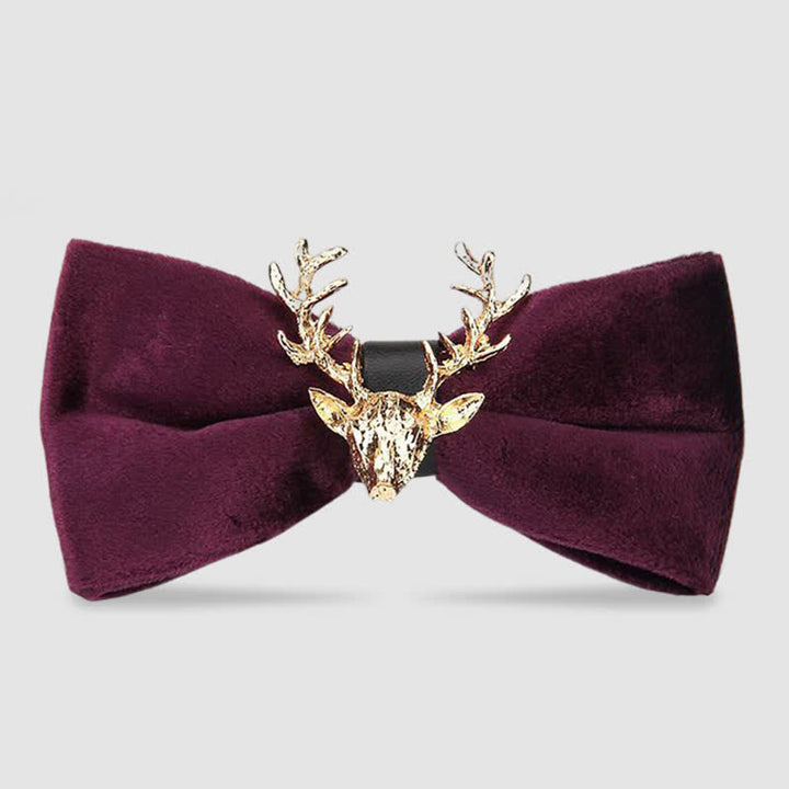 Nœud papillon en velours pour homme avec tête de renne