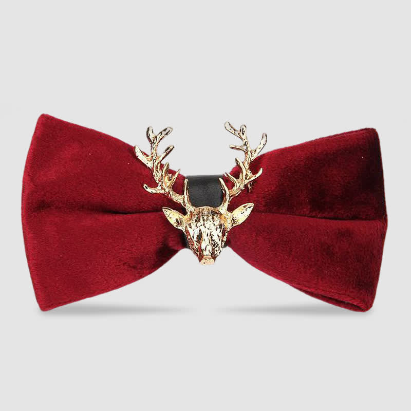 Nœud papillon en velours pour homme avec tête de renne