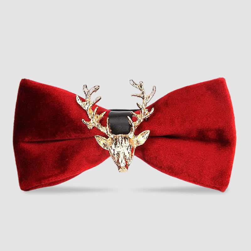 Nœud papillon en velours pour homme avec tête de renne