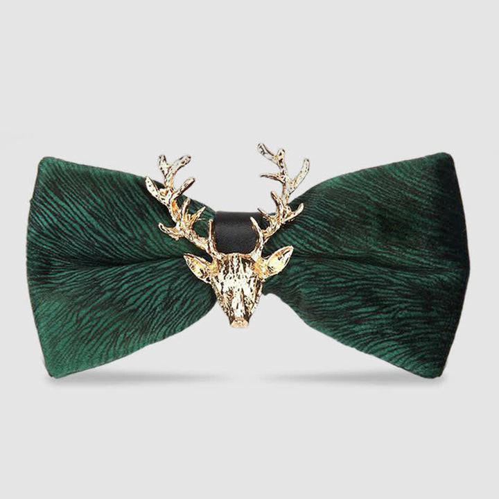 Nœud papillon en velours pour homme avec tête de renne