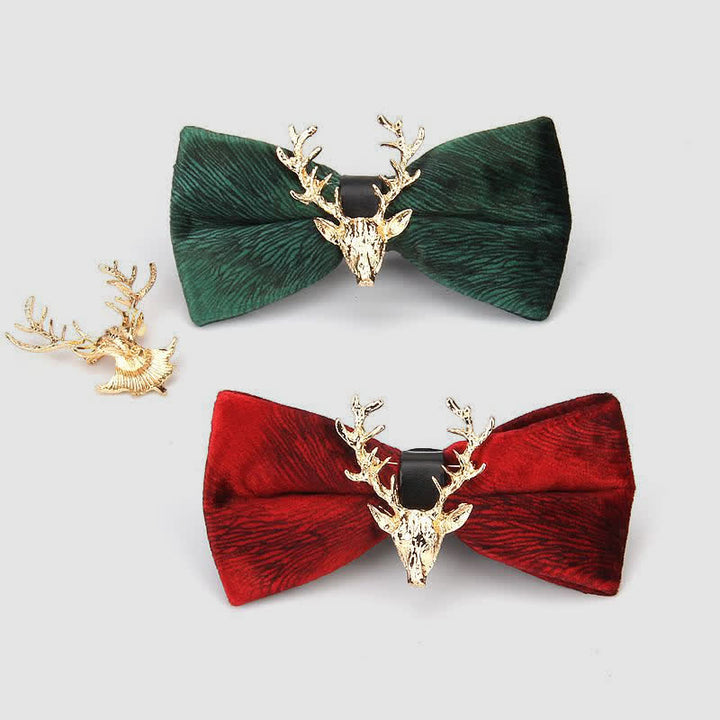 Nœud papillon en velours pour homme avec tête de renne