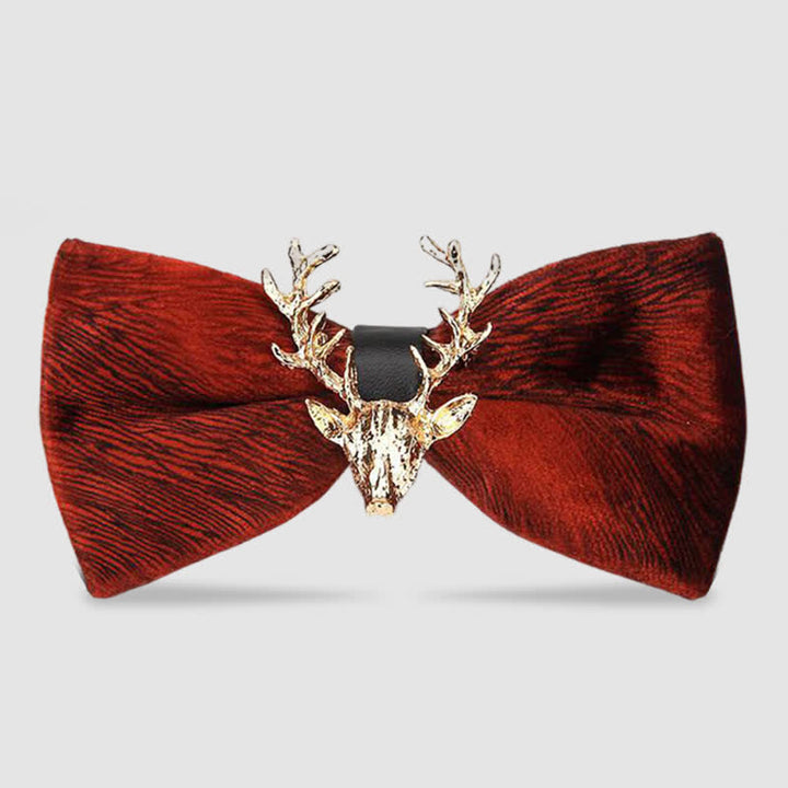 Nœud papillon en velours pour homme avec tête de renne