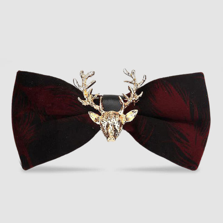 Nœud papillon en velours pour homme avec tête de renne