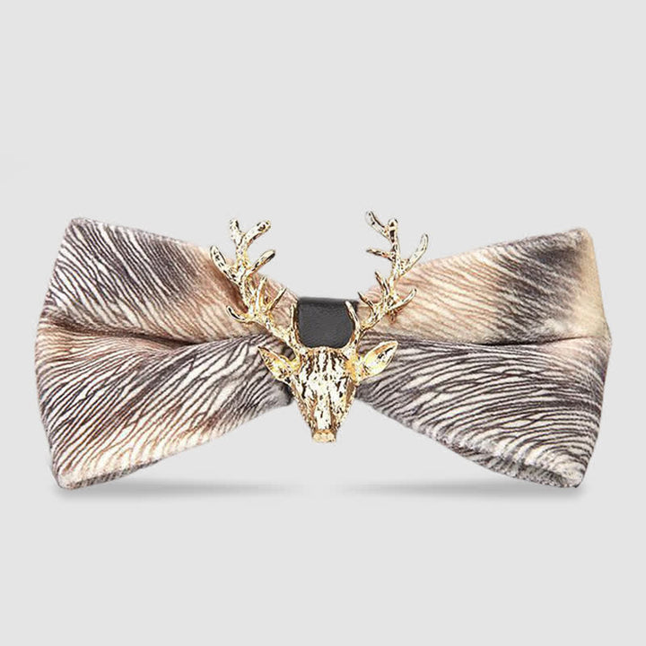 Nœud papillon en velours pour homme avec tête de renne
