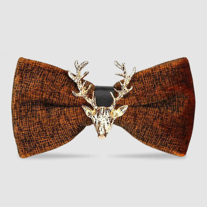 Nœud papillon en velours pour homme avec tête de renne